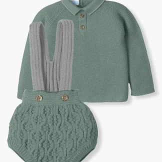 Conjunto de Malha com Gola para Bebé Menino 2pc - Verde