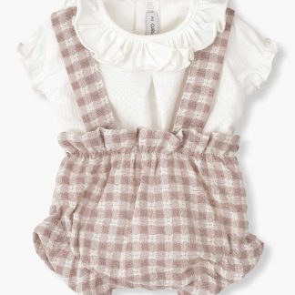Conjunto em Algodão para Bebé Menina Vichy 2pc - Rosa