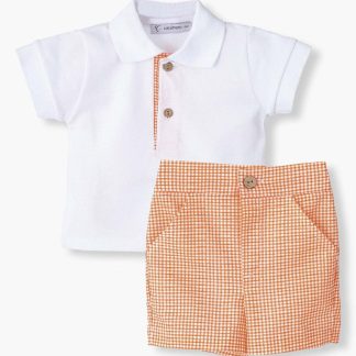 Conjunto para Bebé Menino Vichy 2pc - Laranja