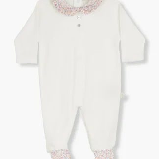 Babygrow em Algodão com Gola Bebé Menina Floral - Pérola