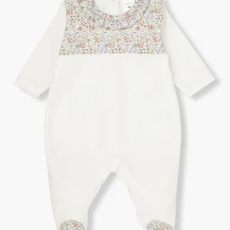 Babygrow em Veludo para Bebé Menina Floral - Pérola