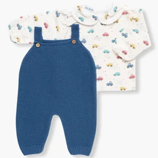 Macacão c/ Camisola Algodão Bebé Menino Carros 2pc - Azul
