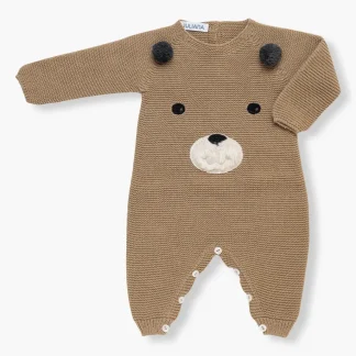 Babygrow de Malha Urso para Bebé - Castanho