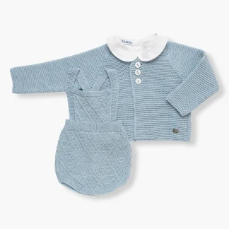Conjunto em Malha e Algodão para Bebé Menino 3pc - Azul