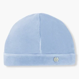 Gorro em Veludo Forrado para Bebé Menino - Azul