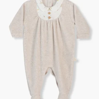 Babygrow em Veludo c/ Gola Gansos para Bebé - Bege