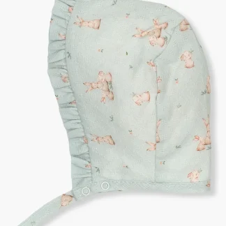 Touca em Algodão Coelhos para Bebé Menina - Verde