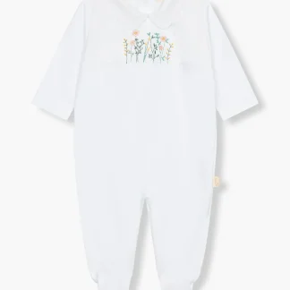 Babygrow em Algodão Flores para Bebé Menina - Branco