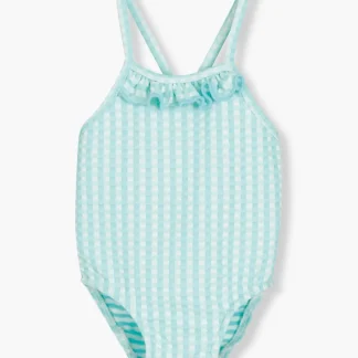 Fato de Banho Vichy c/ Laço Bebé Menina - Verde e Branco