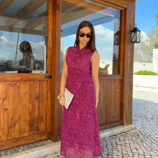 Vestido sem Mangas com Padrão