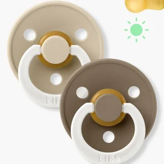 Bibs Colour Glow 2 Chupetas Vanilla/Dark Oak Redonda - Bege e Castanho