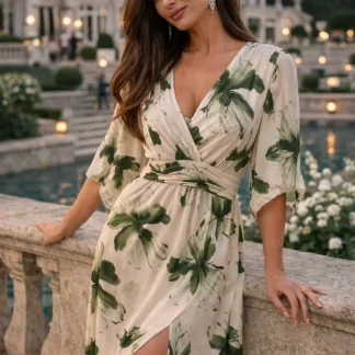 VESTIDO MIDI FLOR VERDE