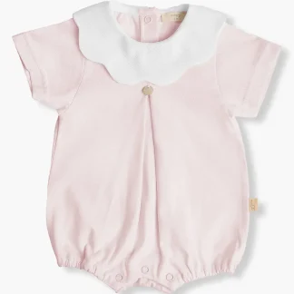 Fofo em Algodão Gola Ondulada para Bebé Menina - Rosa