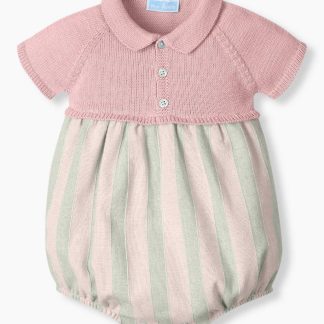 Fofo em Algodão e Linho para Bebé Menina Riscas - Rosa