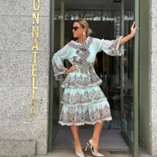 VESTIDO ESTAMPADO VERDE ÁGUA