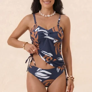 Tankini con ajuste lateral y estampado
