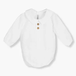 Body Camisa Manga Comprida Algodão Gola para Bebé - Branco