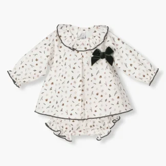 Conjunto em Algodão para Bebé Menina Natal 2pc - Branco