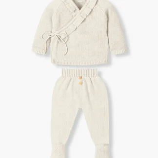 Conjunto Malha Trespasse Algodão Orgânico Bebé Menina 2pc - Pérola