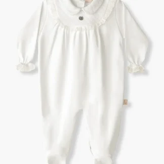 Babygrow em Algodão com Renda para Bebé - Pérola