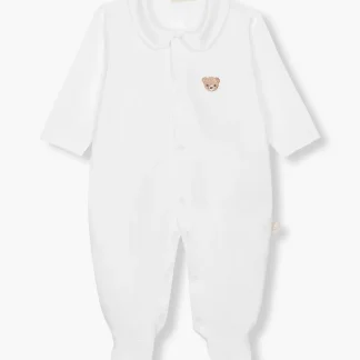 Babygrow em Algodão c/ Gola Urso para Bebé - Branco