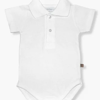 Body Polo de Manga Curta com Gola para Bebé - Branco