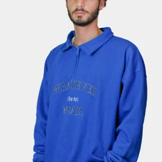 Sweatshirt oversize azul bordado