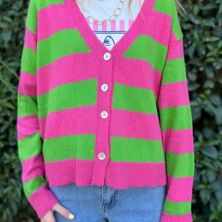 Cardigan de Malha com Riscas