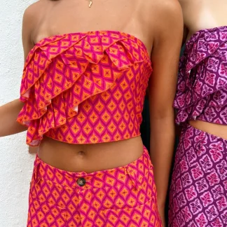 Top Estampado com Folho Assimétrico