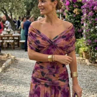 Vestido largo con escote en v