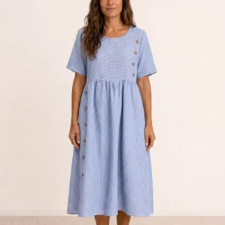 Vestido midi fluido con botones