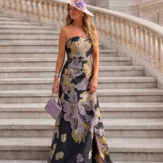 VESTIDO COMPRIDO PRETO FLORAL
