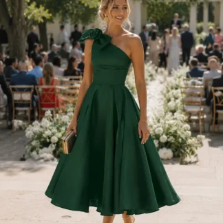 VESTIDO CETIM COM FLOR