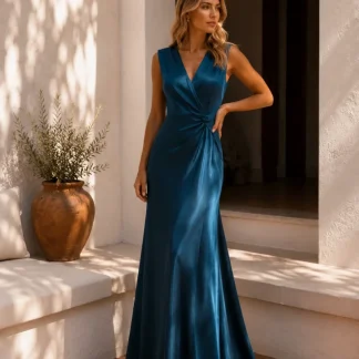 VESTIDO AZUL CETIM