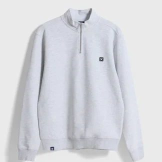 LIGHT GREY MELANGE LOGO HALF ZIP CREW