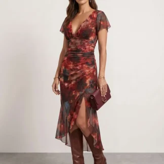 Vestido midi detalle drapeado