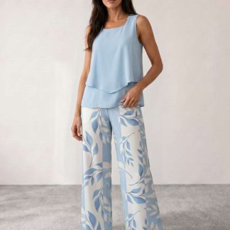 Conjunto fluido estampado de dos piezas
