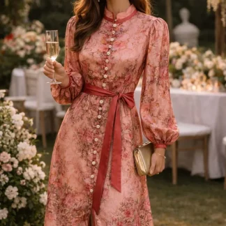 VESTIDO CURTO ESTAMPADO COM BOTÕES