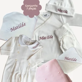 Conjunto Felicidade bordado (7 peças)